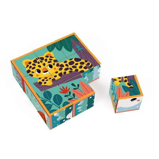 Janod Animal 9 Cardboard Cubed Puzzle Set - In Partnership with WWF®