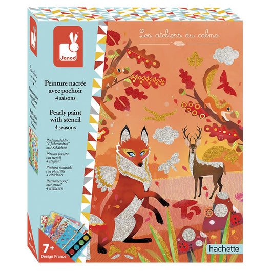 Janod Creative Kit - Pearly Paint with Stencil - 4 Seasons
