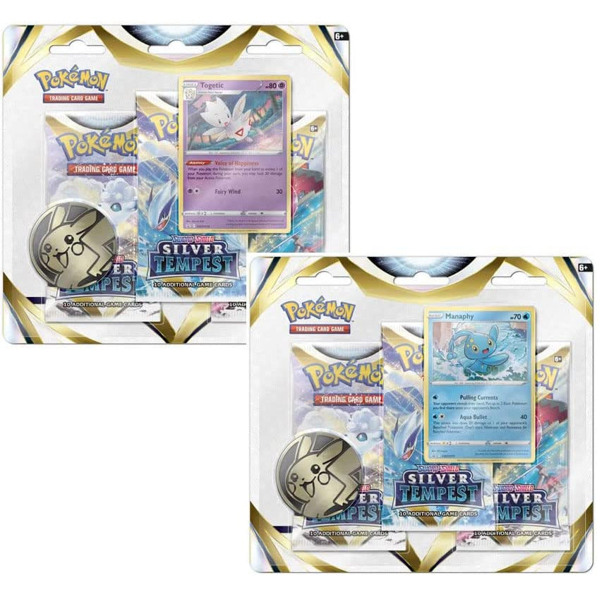 Pokemon TCG: Pokemon Sword & Shield Silver Tempest 3 Pack Blister Set of 2 ft. Togetic & Manaphy