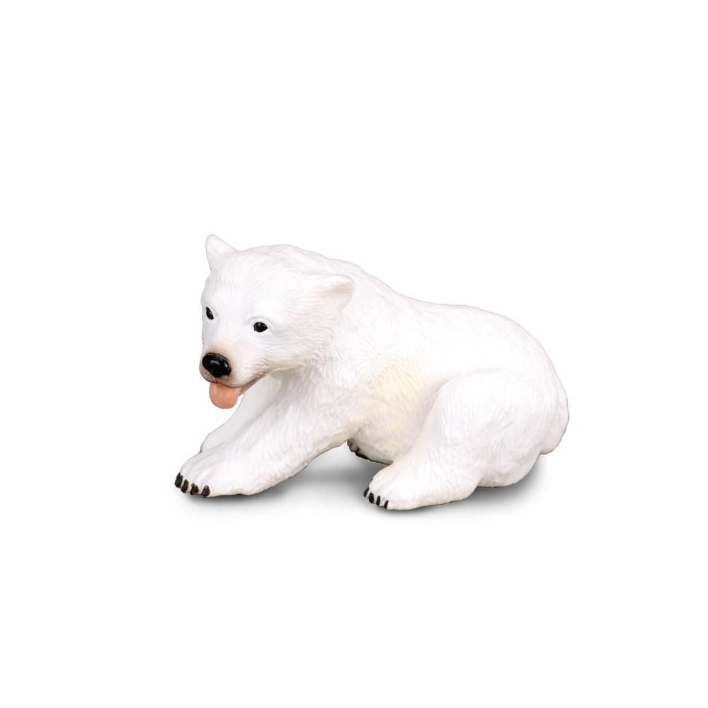 Polar Bear Cub Sitting - Hand-Painted Animal Figure