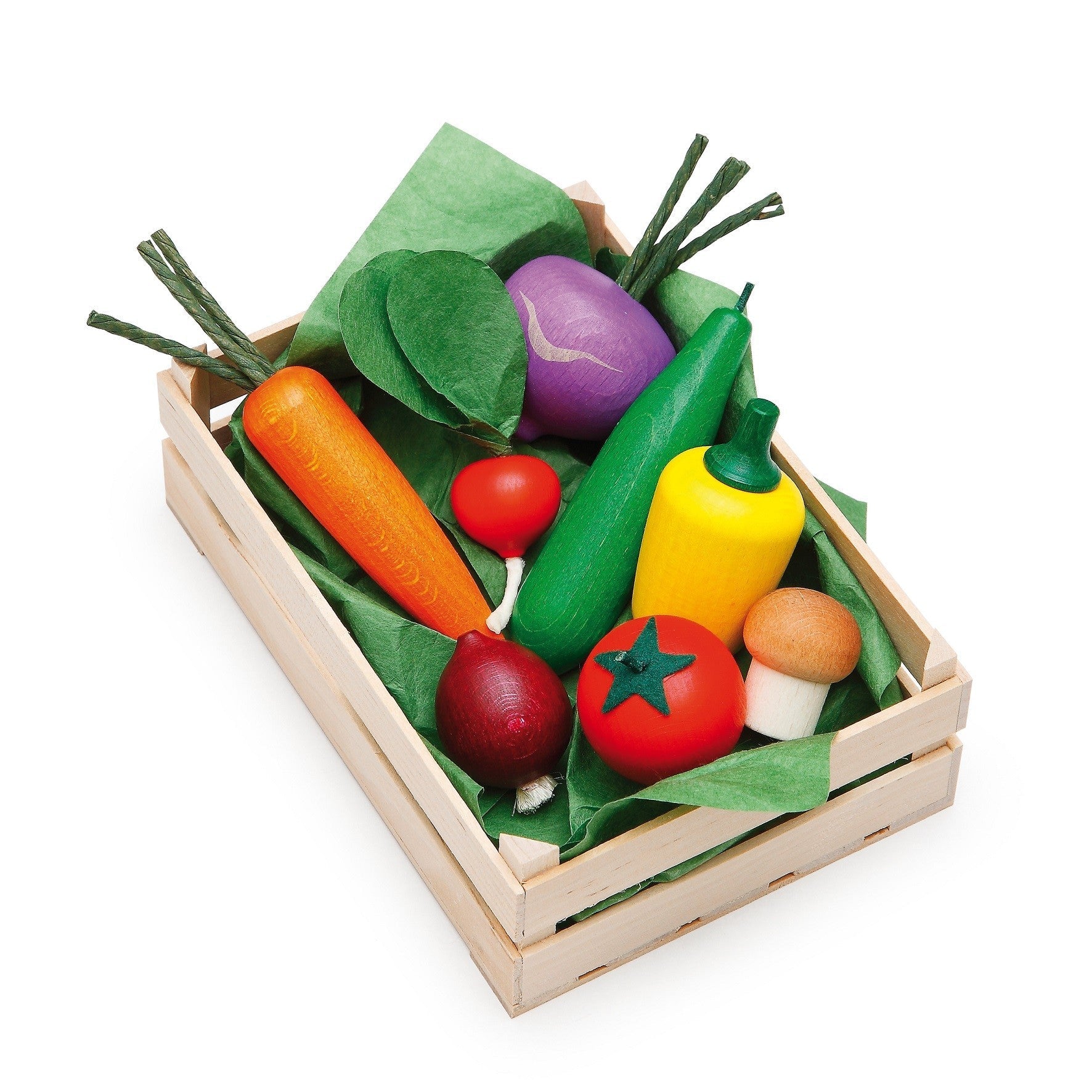 Erzi Assorted Vegetables in Crate - Wooden Play Food