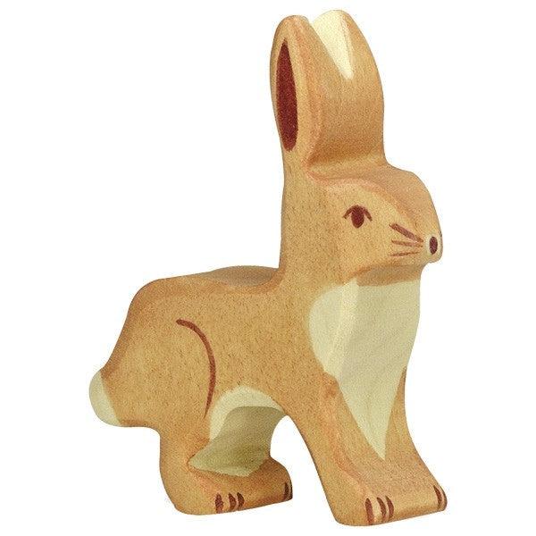 Holztiger Hare with Upright Ears Wooden Figure