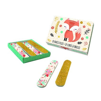 Janod Box of 12 Mini Nail Files (2 Matching Models: Fox + Unicorn)