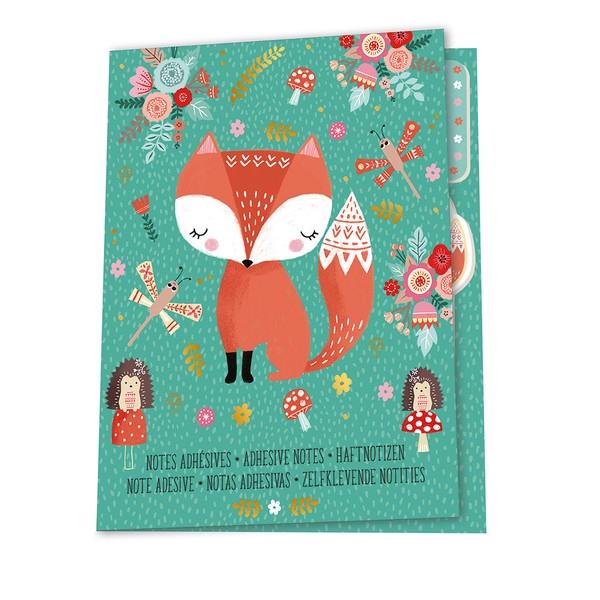 Janod Notebook with Adhesive Notes Fox and Unicorns