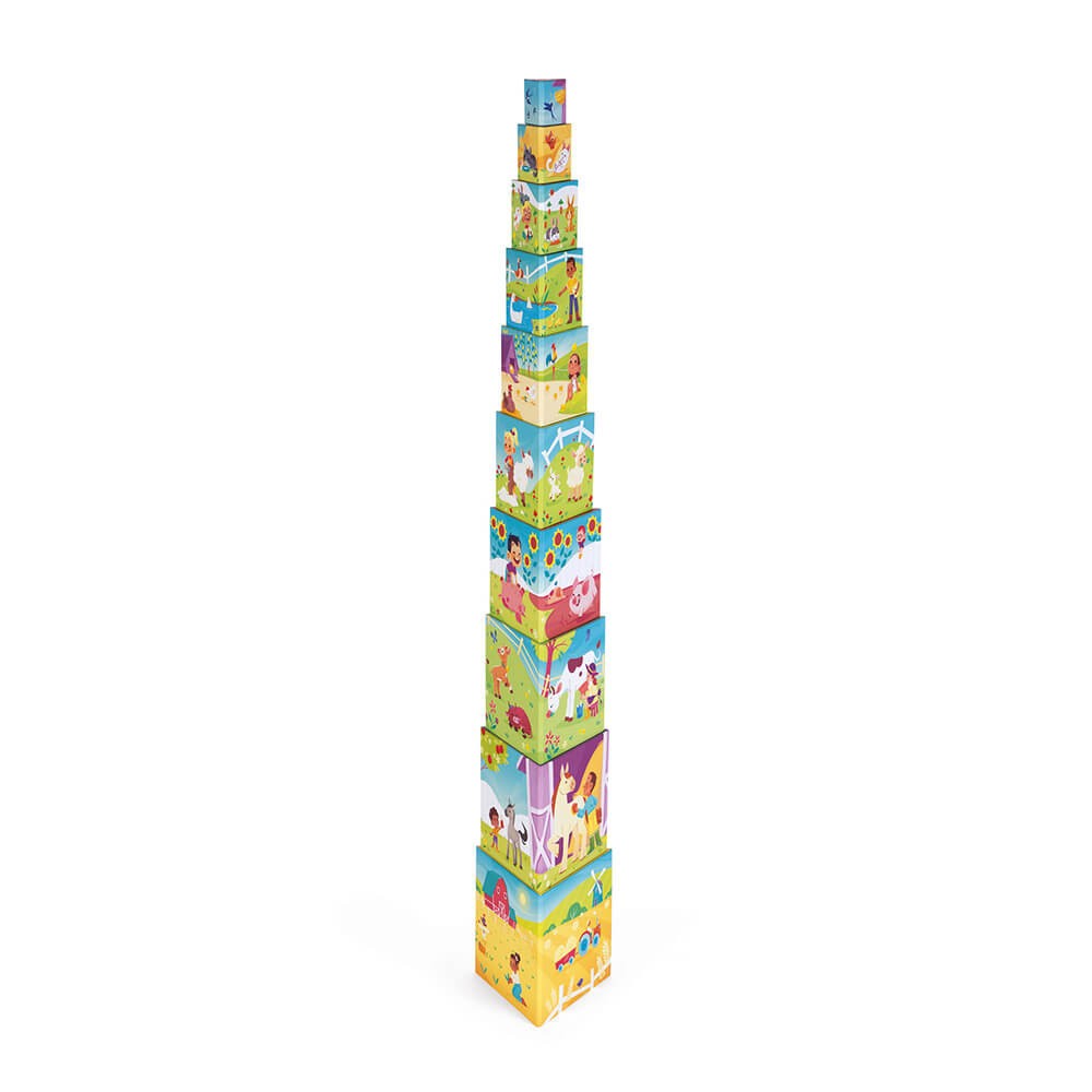 Janod Puzzle - Life at the Farm - Triangle Stacking Pyramid