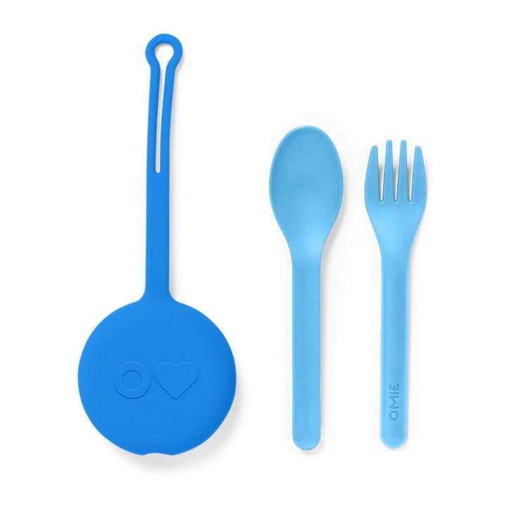 OmieBox Fork, Spoon & Pod Set - Capri Blue