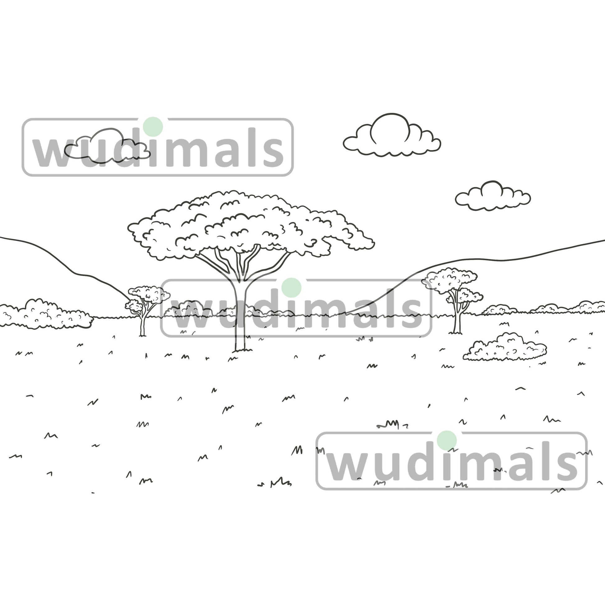 Wudimals® Savannah Habitat Diorama - Black & White (Digital File)